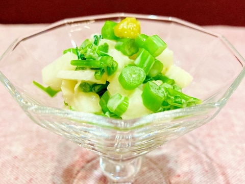 ♦️おかのりの茎と長芋のマヨ醤油和え